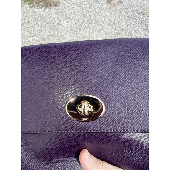 COACH Ruby F54849 Deep Plum Cross Grain Leather Crossbody/Wristlet/Shoulder Bag - Picture 3 of 15